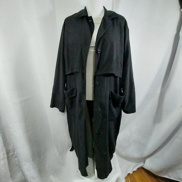 LONDON FOG! RICH BLACK MEGA DETAILED CLASSIC TRENCH COAT, OVERCOAT! SZ 12R - Picture 4 of 15